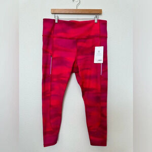 NWT Athleta Rainier Printed Tight Legging Size 2X Brilliance Warm Pink Athletic